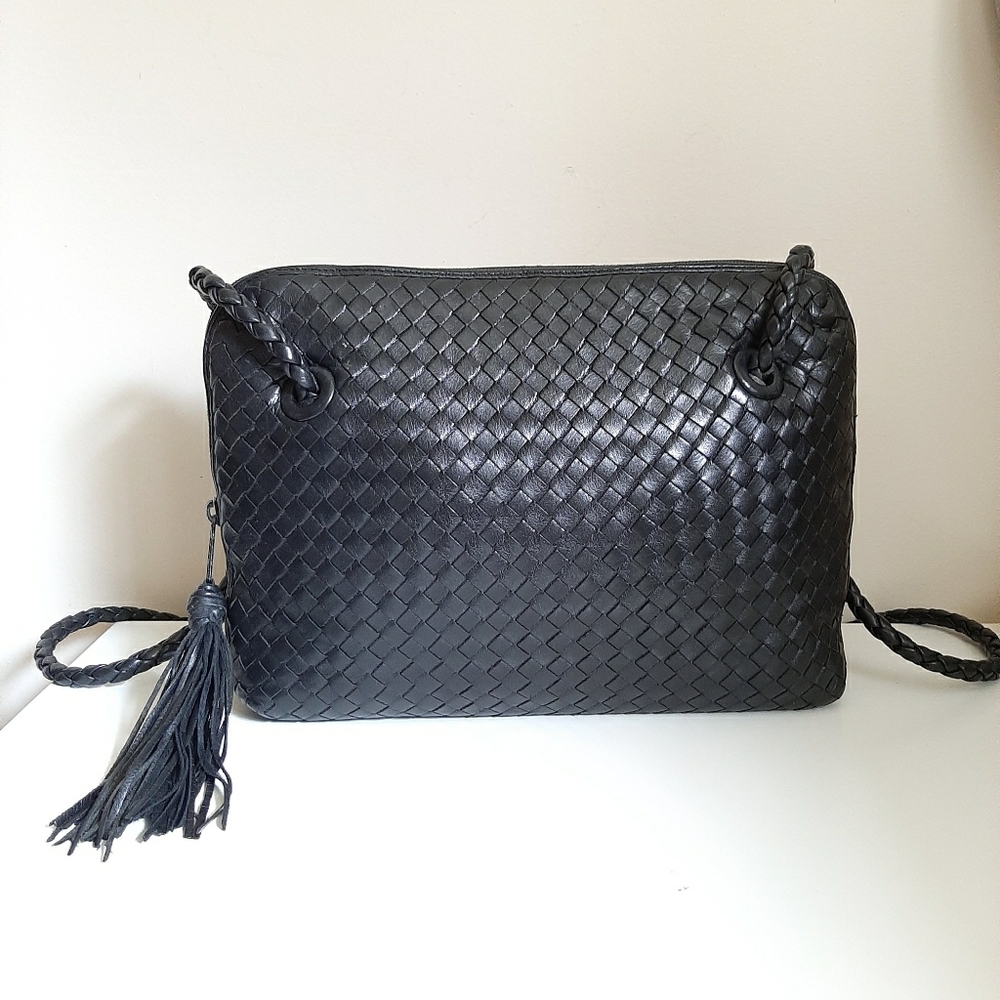 Vintage Woven Leather Crossbody Bag